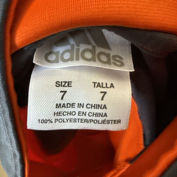 Adidas Jacket Boys Toddler Size 7 Orange Full Zip Age 3-4 Youth Track Jacket - Picture 4 of 6